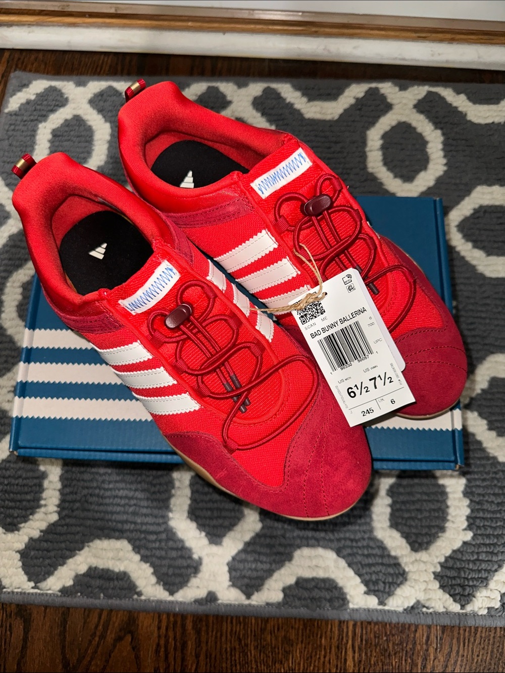 Adidas Red & White Bad Bunny Ballerina Sneakers